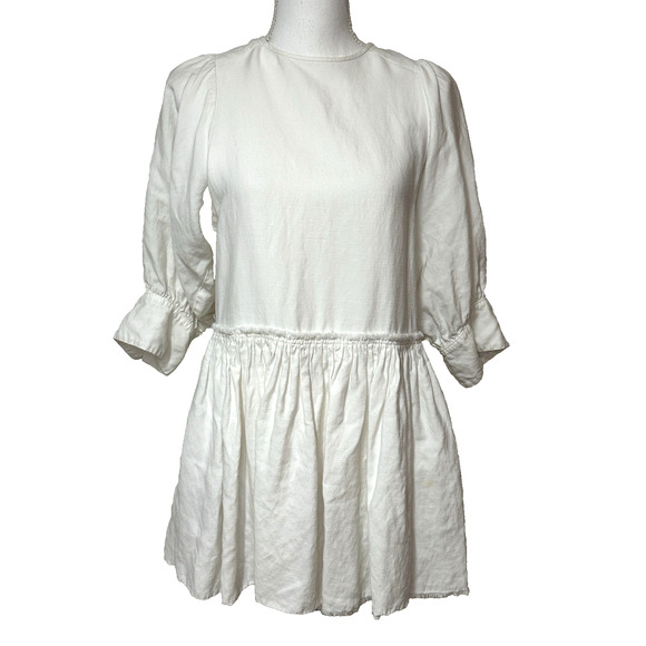 R.G. KANE‎ Stella Dress sz XS In White Raw Hem - Picture 1 of 9